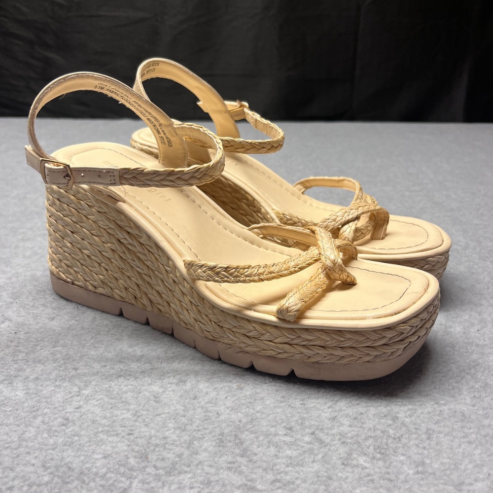 Madden Girl Vault-J Raffia Wedge Platform Sandals Beige Womens 8.5M VAUL03J1
